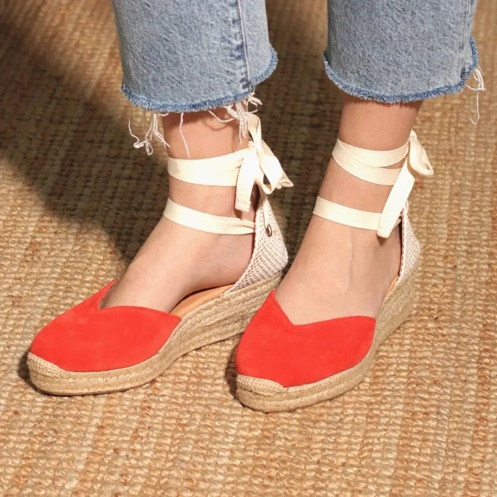 Espadryle na koturnie z zamszu - obrazek 2