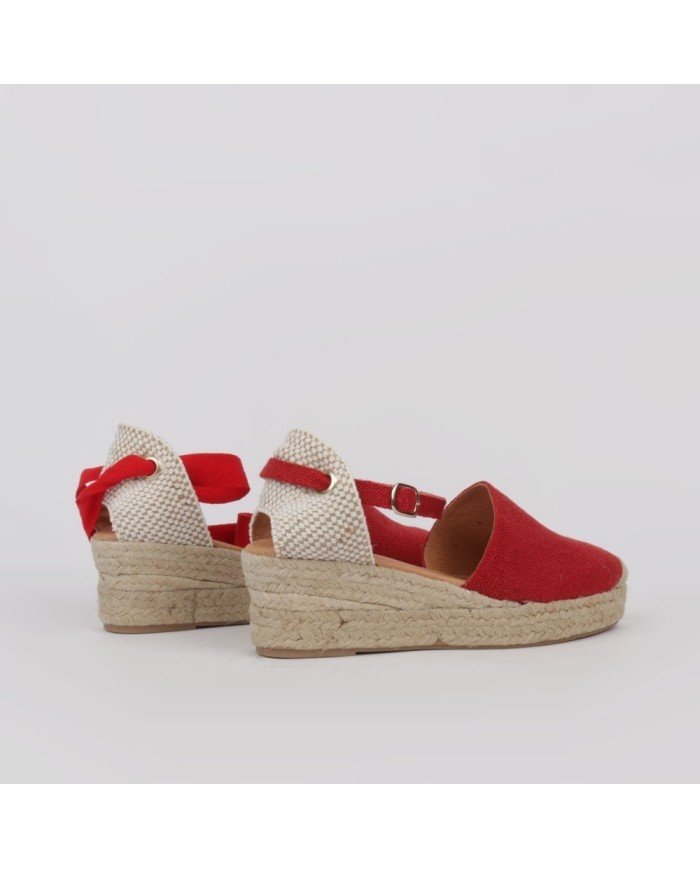 Lniane espadryle na niskim koturnie - obrazek 4
